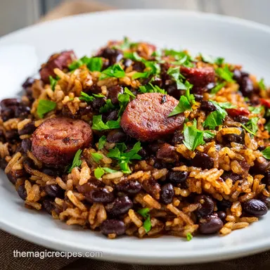 Black Beans and Rice with Sausage in 35 Min Recipe Card