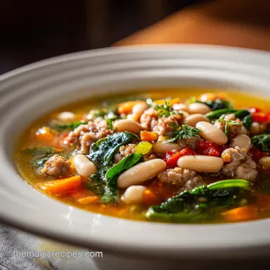 Italian Sausage White Bean Soup in 45 Minutes Recipe Card