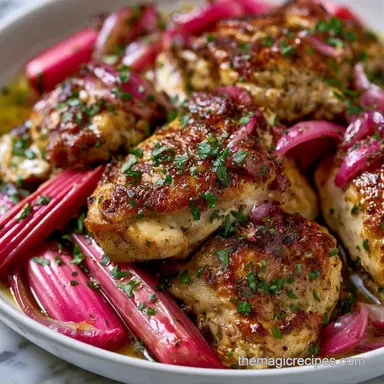 Savory Rhubarb Chicken: Crispy Roasted Recipe Card