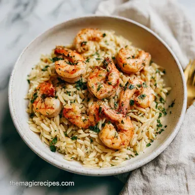 Shrimp Scampi Orzo with Spinach in 25 Minutes Recipe Card