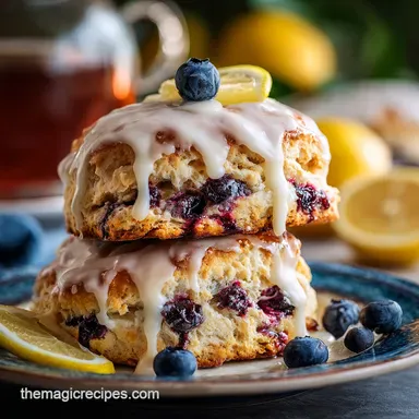Blueberry Scone Recipe: Sky-High Cream Scones with Lemon Glaze Recipe Card