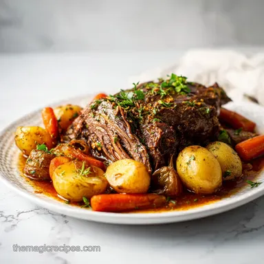 Slow Cooker Pot Roast with Vegetables for 6 Servings Recipe Card