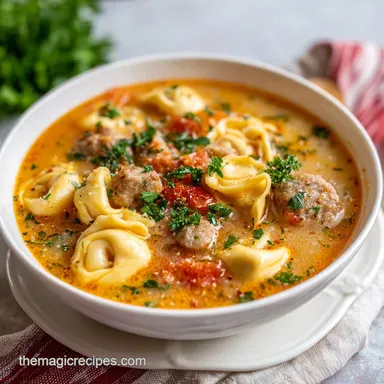 Slow Cooker Creamy Sausage Tortellini Soup in 375 Minutes Recipe Card