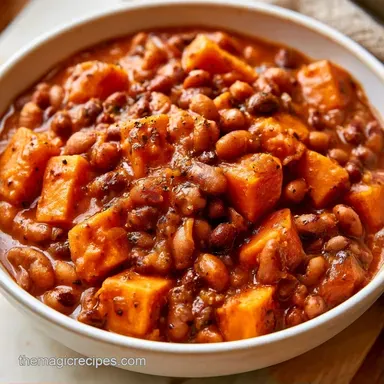 SlowCooker Sweet Potato Chili for 6 Servings Recipe Card