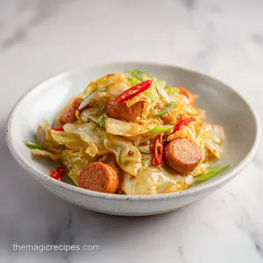 Smoked Sausage and Cabbage Stir Fry in 25 Minutes Recipe Card