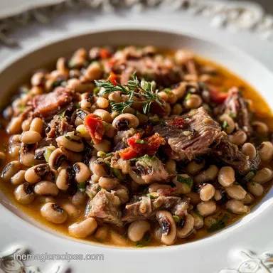 Southern Slow Cooker Black Eyed Peas with Ham Hocks | Slow-Cooked Recipe Card