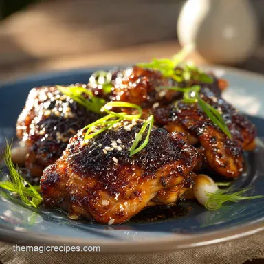 Asian Chicken Recipe: Sticky Glazed Honey-Ginger Thighs Recipe Card