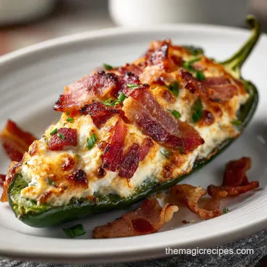 Incredible Stuffed Jalape&ntilde;o Popper with Cream Cheese and Bacon Oven-Only Baked Recipe Card