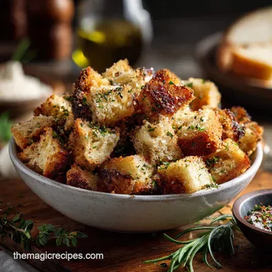 Croutons: The Ultimate Crispy Homemade Croutons Recipe Recipe Card