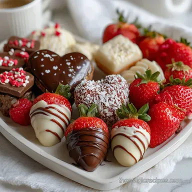 Fun Valentines Party Food Dessert Board with Chocolate and Strawberries Ready in 30 Min