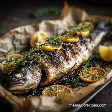 Branzino Recipe: Crispy Skin Whole Roasted Fish with Lemon Thyme Recipe Card