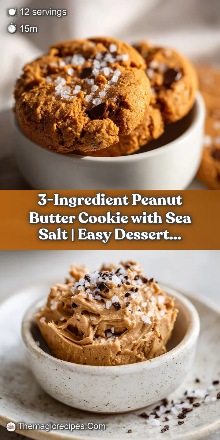 Close-up of a crumbly peanut butter cookie, glistening with melted chocolate chips and flaky sea salt.