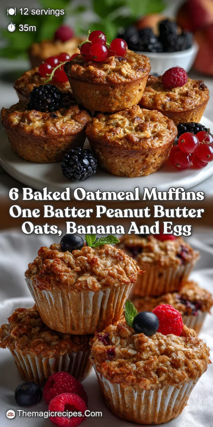 6 Baked Oatmeal Muffins One Batter Peanut Butter Oats Banana And Egg