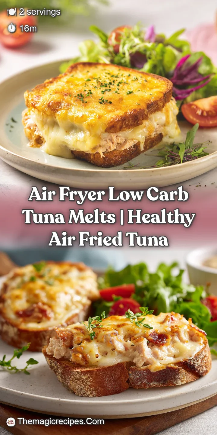 Close-up of a cheesy tuna melt on toasted bread, showing the melty cheese and flaky tuna texture