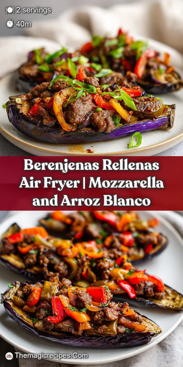 Close-up of bubbly, golden-brown melted cheese atop a savory stuffing inside a tender, roasted purple eggplant.