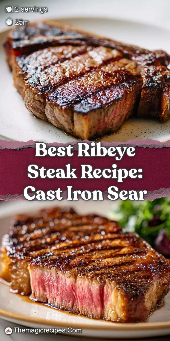 Close-up of juicy ribeye steak, showing the flavorful brown crust, glistening fat, and pink, tender meat interior.