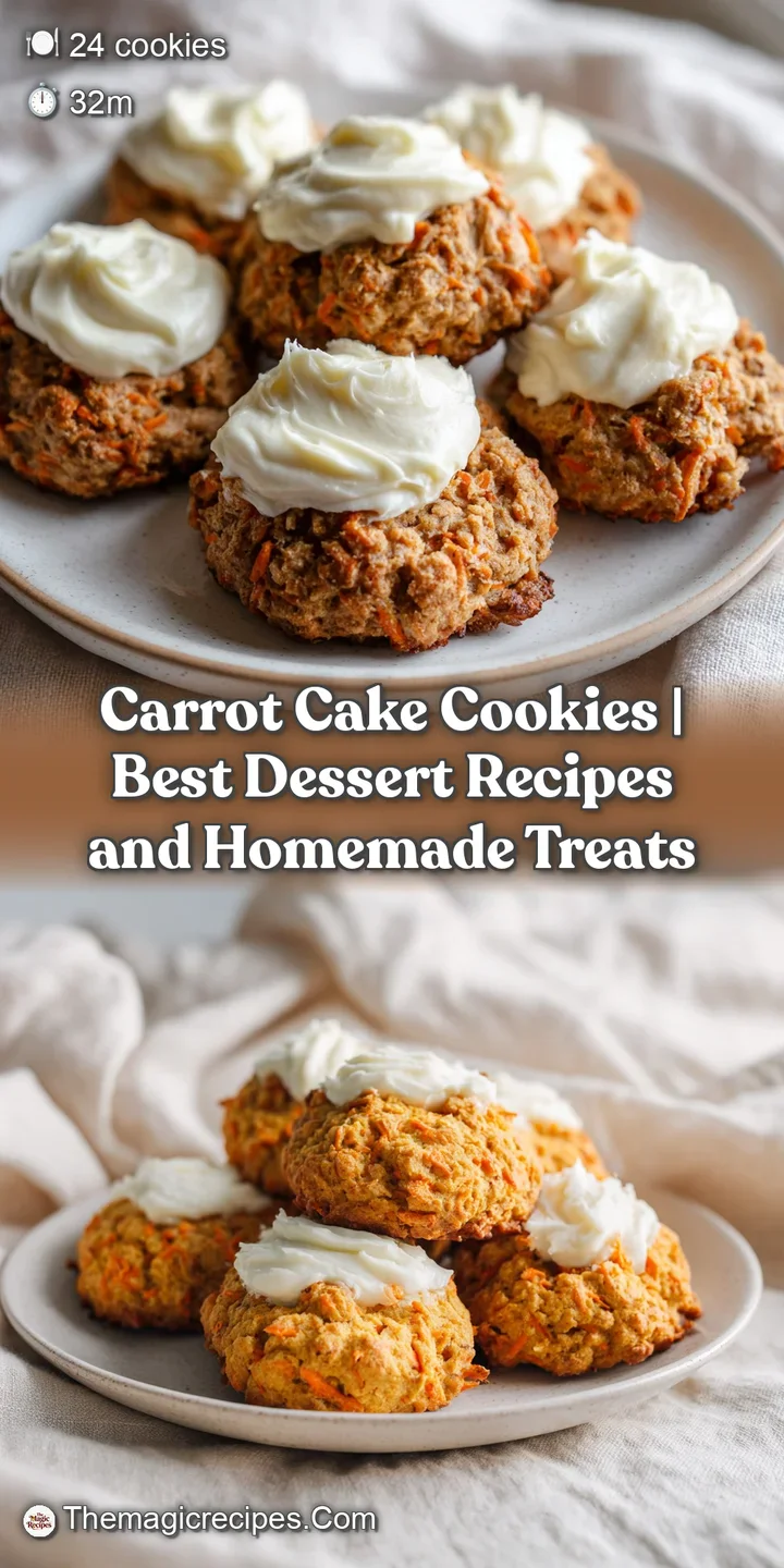 Close-up of a tender carrot cookie, showing its moist crumb and studded texture, with a swirl of pale cream cheese frostin...