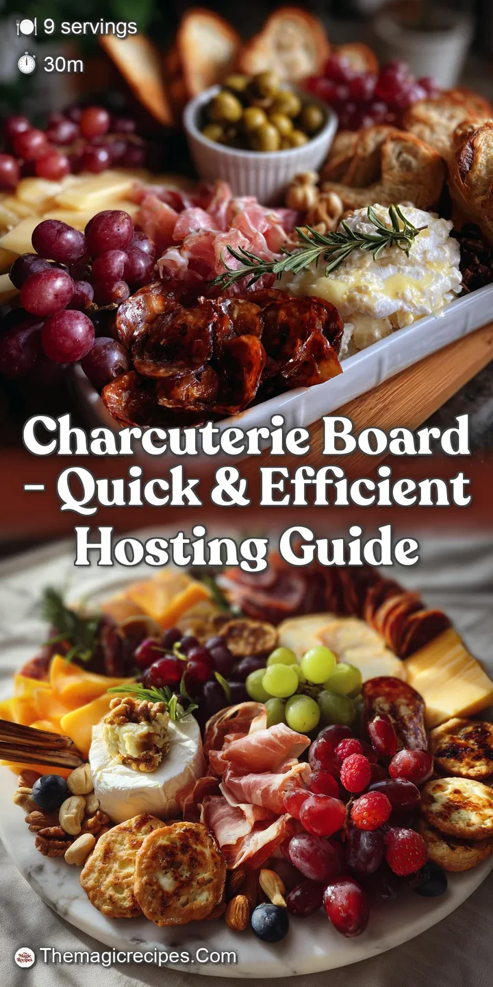 Close-up of a charcuterie selection: creamy brie, salty prosciutto, juicy grapes, and crunchy crackers. A delicious and ap...