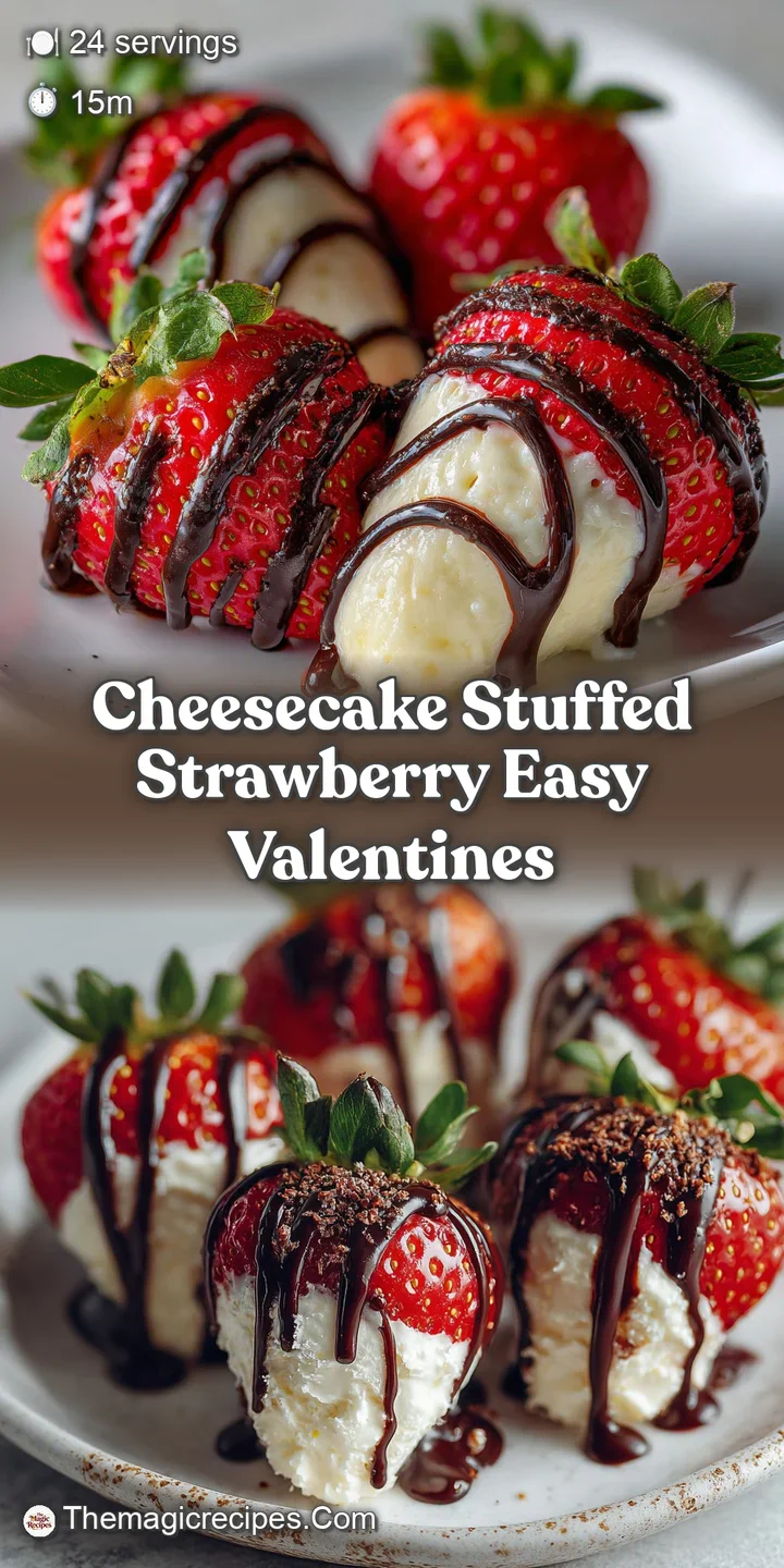 Close-up of a luscious strawberry halved and filled with a velvety white cream filling, glistening with rich dark chocolate.