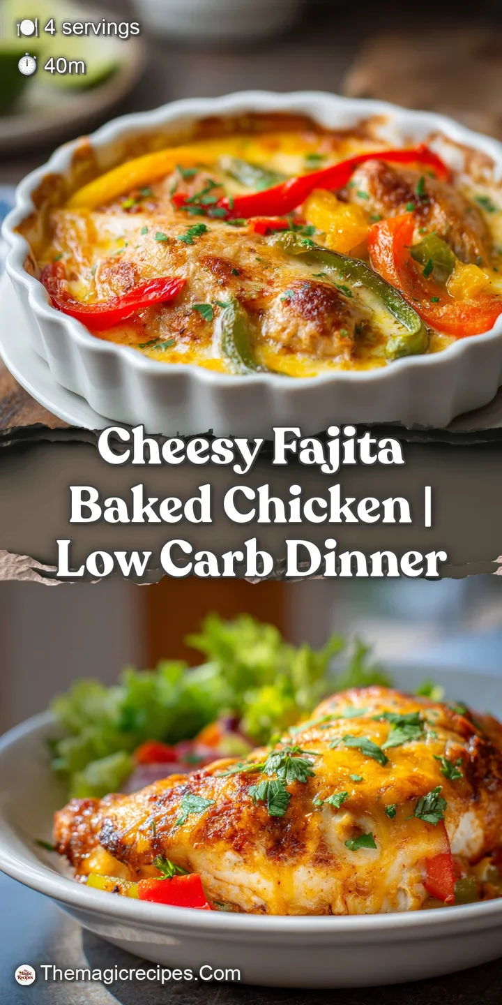 Close-up of tender chicken and colorful peppers glistening under melted cheese, with hints of steam rising.