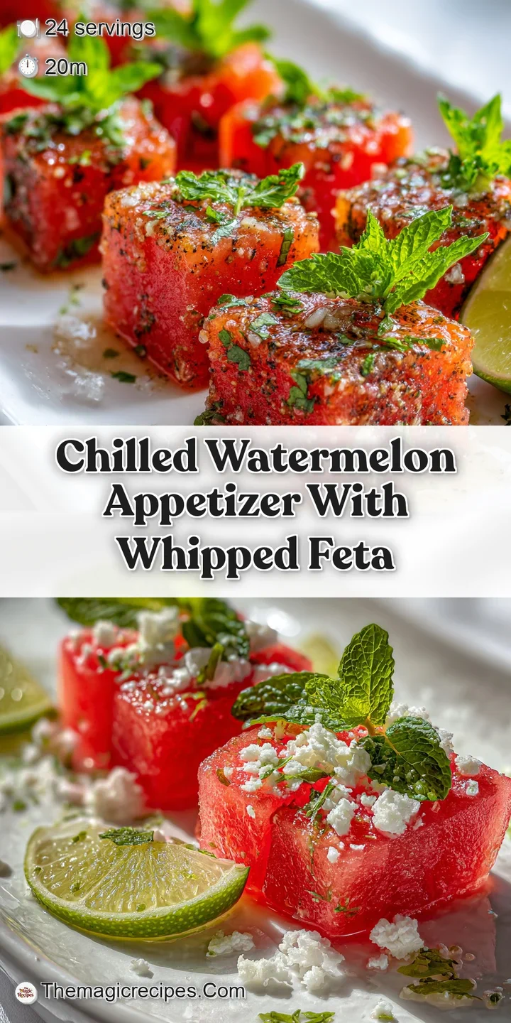 Close-up reveals juicy, red watermelon contrasting with creamy white feta and bright green mint, all glistening with balsa...