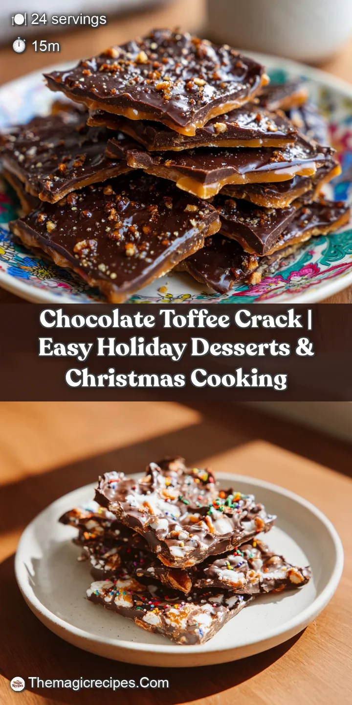 Close-up of rich dark chocolate with golden, broken toffee pieces showcasing a satisfying crunch