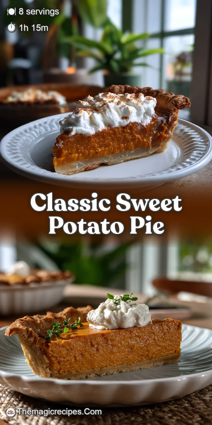 Close-up of sweet potato pie filling: smooth, rich, and glistening. Hints of spice and warmth in the deep amber color.