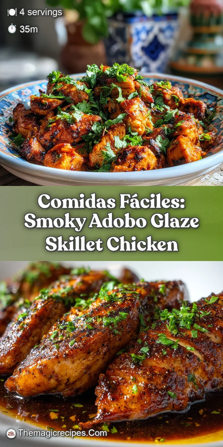 Close-up reveals the rich, dark glaze on the juicy pan-seared chicken. Herbs brighten the intense color. Tempting heat rad...