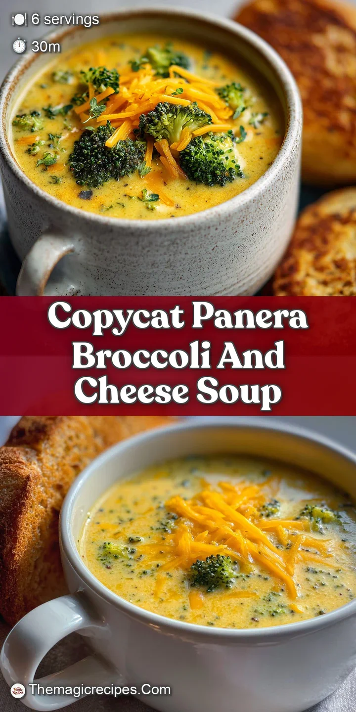 Close-up of rich, vibrant yellow broccoli cheese soup, highlighting its velvety texture and melted cheese strands, promisi...