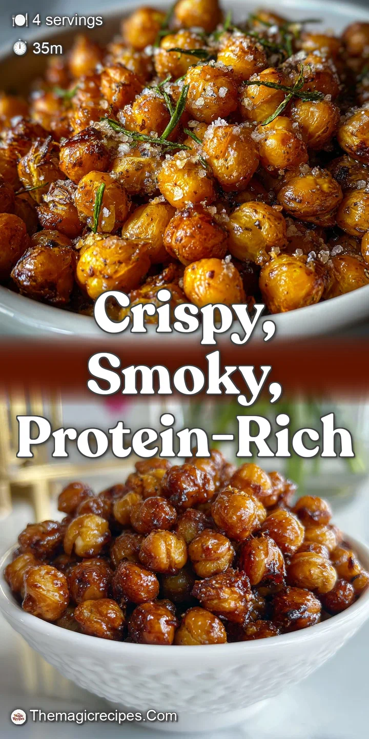 Close-up view of crispy roasted chickpeas. Hints of spice and golden-brown color. Fresh kale and toasted sesame seeds are ...