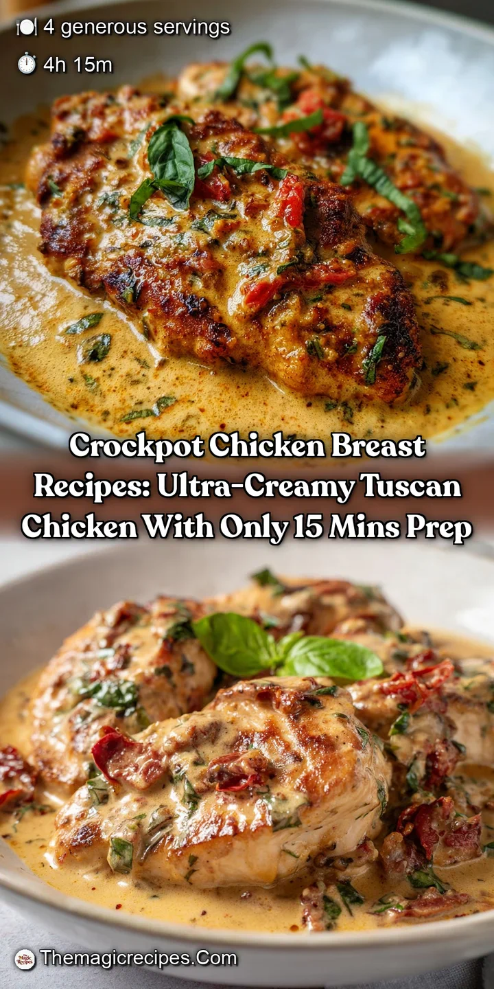 Crockpot Chicken Breast Recipes: Ultra-Creamy Tuscan Chicken with Only 15 Mins Prep