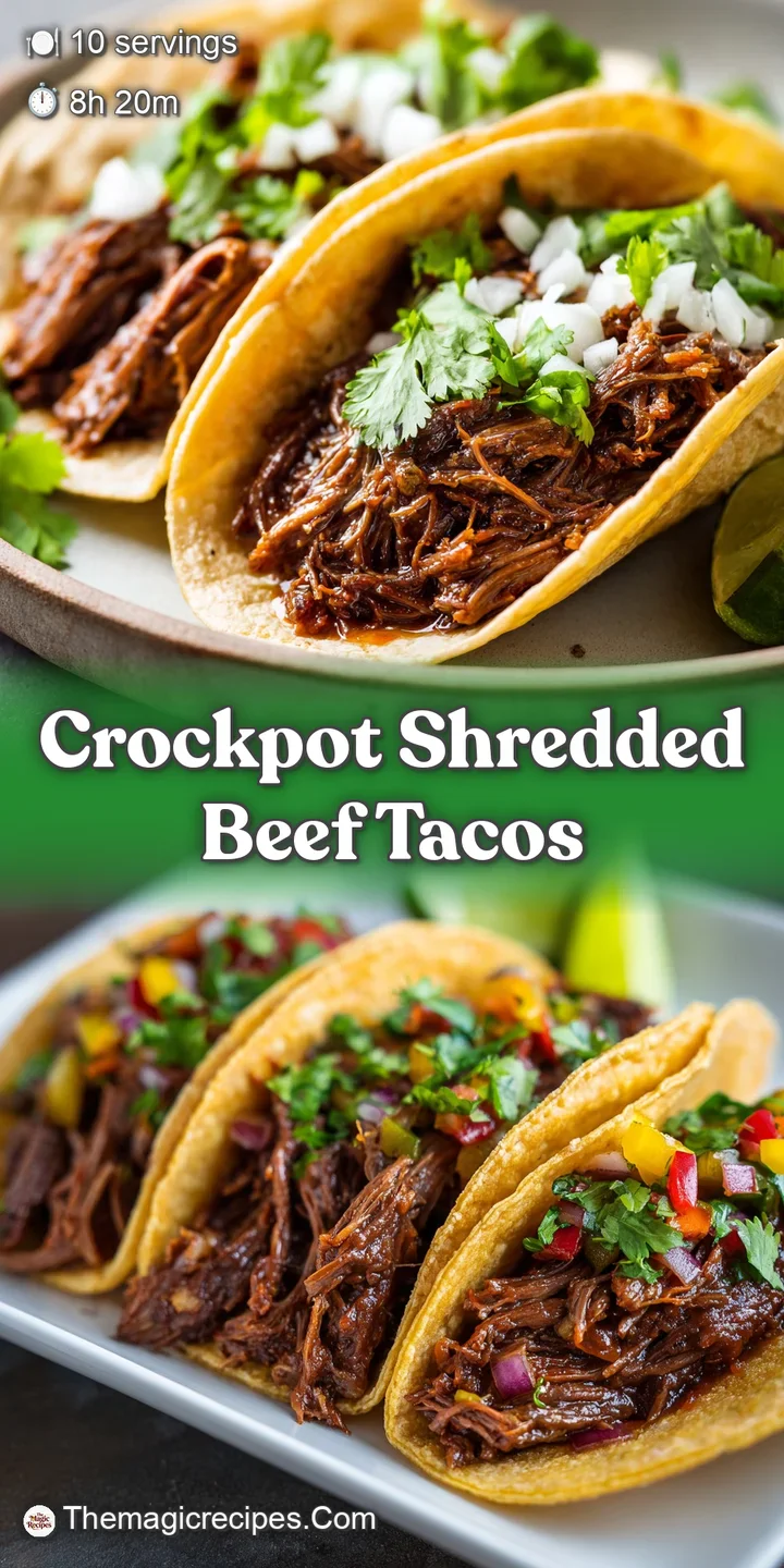 Close-up of tender, flavorful shredded beef, glistening with savory juices. Textural elements of cilantro & chopped onion.