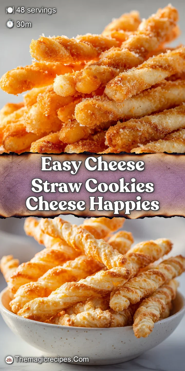Close-up of cheese straws with visible layers of flaky dough and bits of cheese baked to golden-brown perfection. Crisp ed...