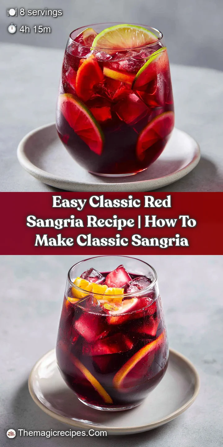 Close-up of glistening sangria, showing a ruby red liquid with floating berries and citrus pieces.