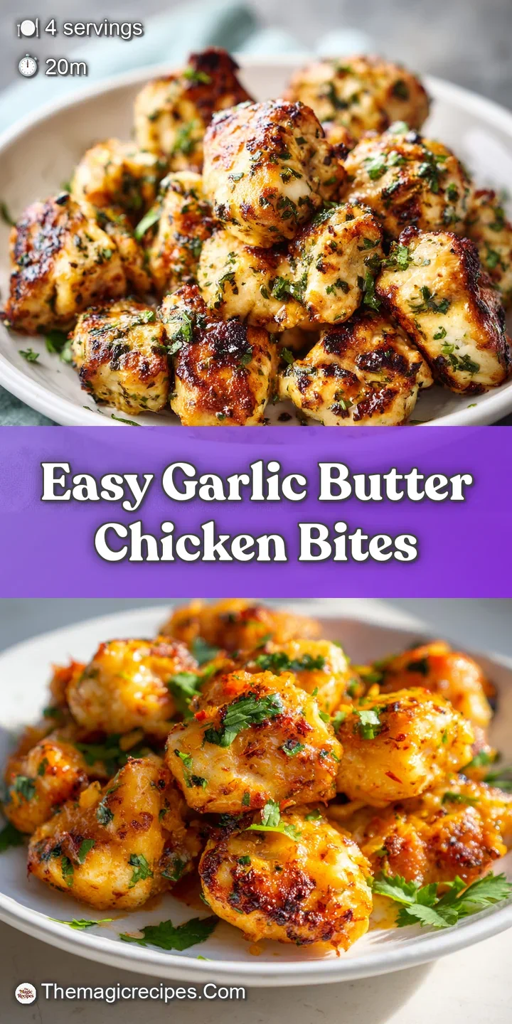 Juicy, glistening chicken chunks coated in rich garlic butter, shot up close, invite a taste. A tempting preview of the re...