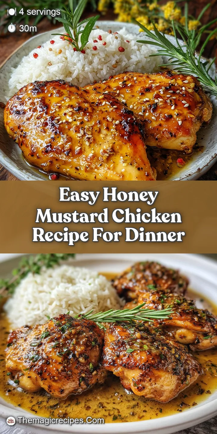 Close-up captures the juicy, caramelized texture of a honey mustard chicken thigh. Hints of herbs add a subtle, flavorful ...