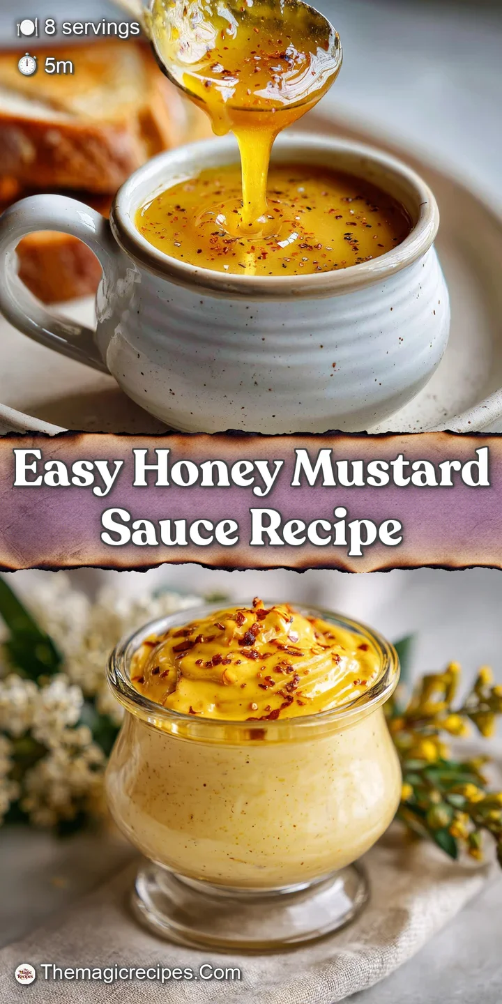 Close-up of glistening, thick honey mustard with visible grainy texture; a vibrant and creamy condiment that is rich in co...