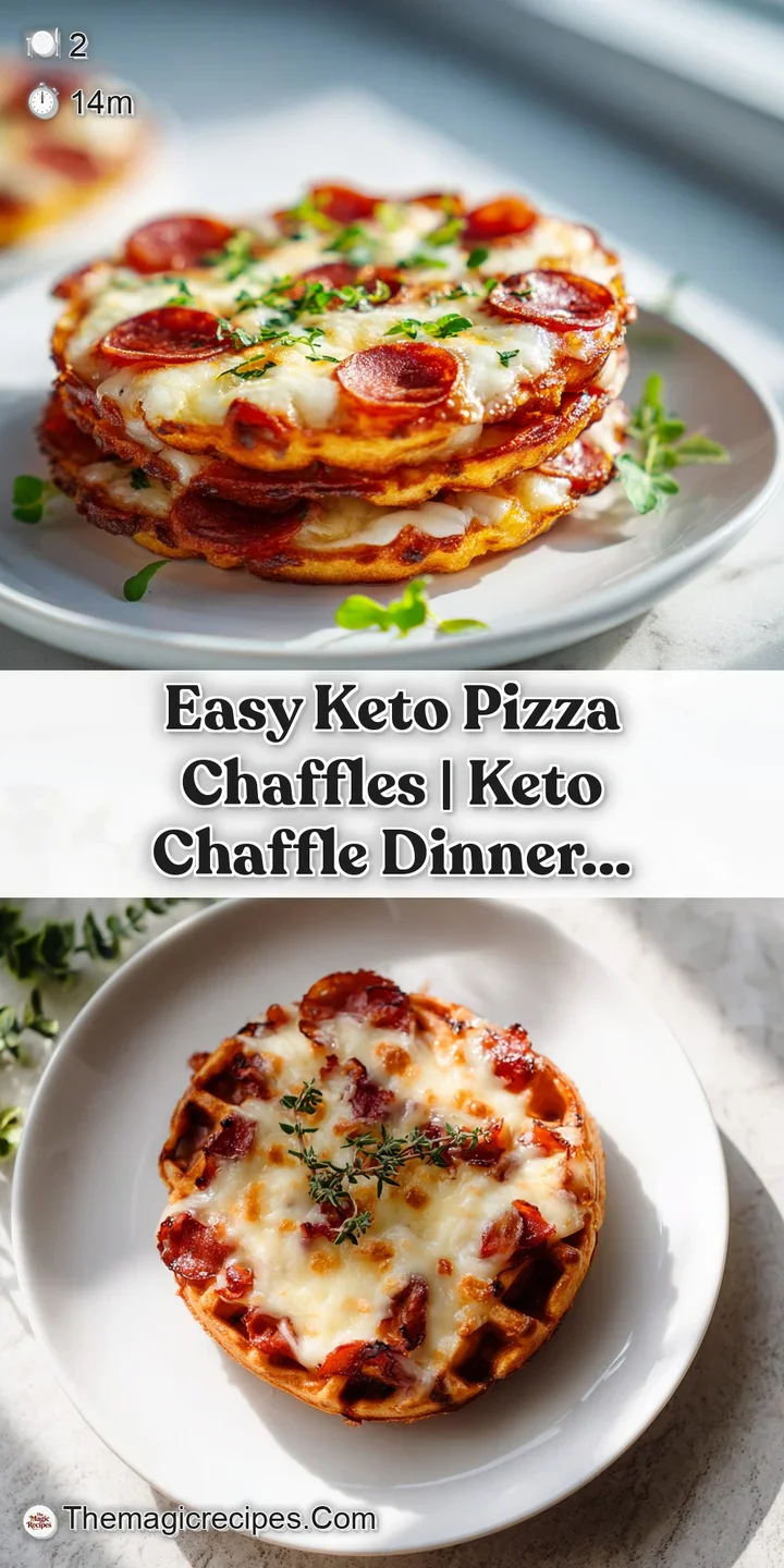 Close-up of bubbly, melted mozzarella cheese on a perfectly golden chaffle crust with a dollop of sauce.