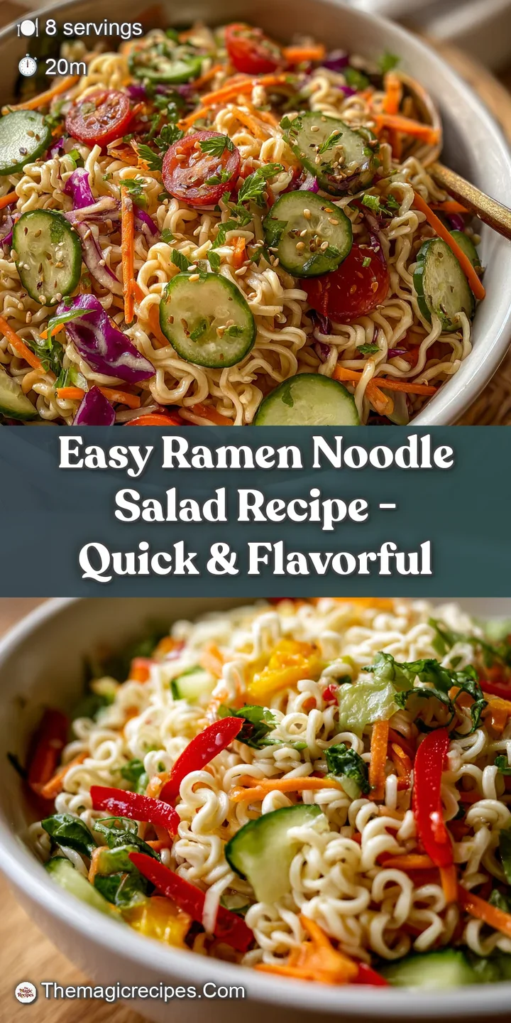 Close-up of glistening ramen noodles and crisp, chopped veggies tossed in a light sauce, inviting and fresh with visible t...