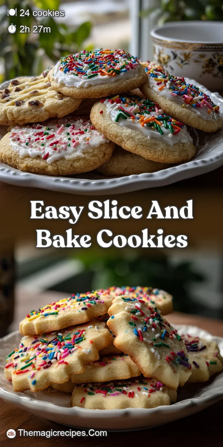 Close-up of a vibrant slice and bake cookie, bursting with colorful sprinkles and a slightly cracked surface, fresh out of...