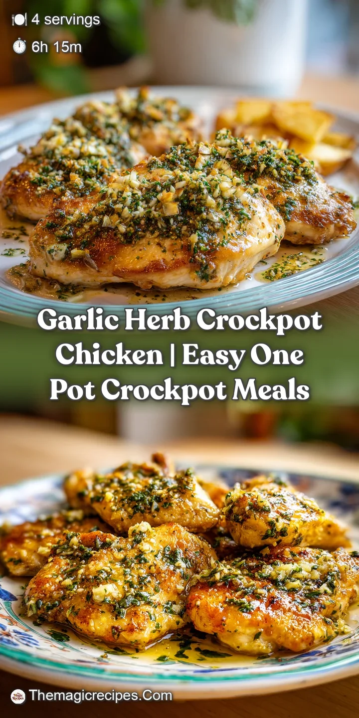 Close-up of juicy, tender chicken glistening in a savory golden sauce with flecks of fresh green herbs.