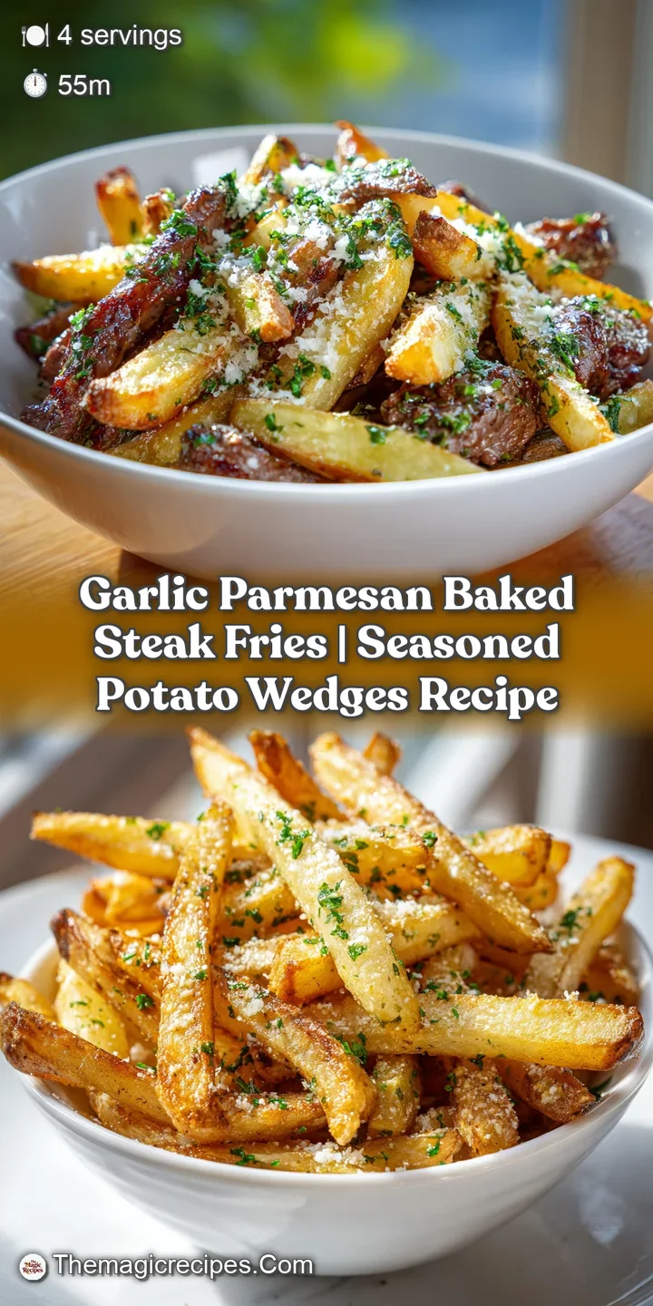 Close-up of a single, thick-cut steak fry, perfectly crisp and coated in grated parmesan cheese.