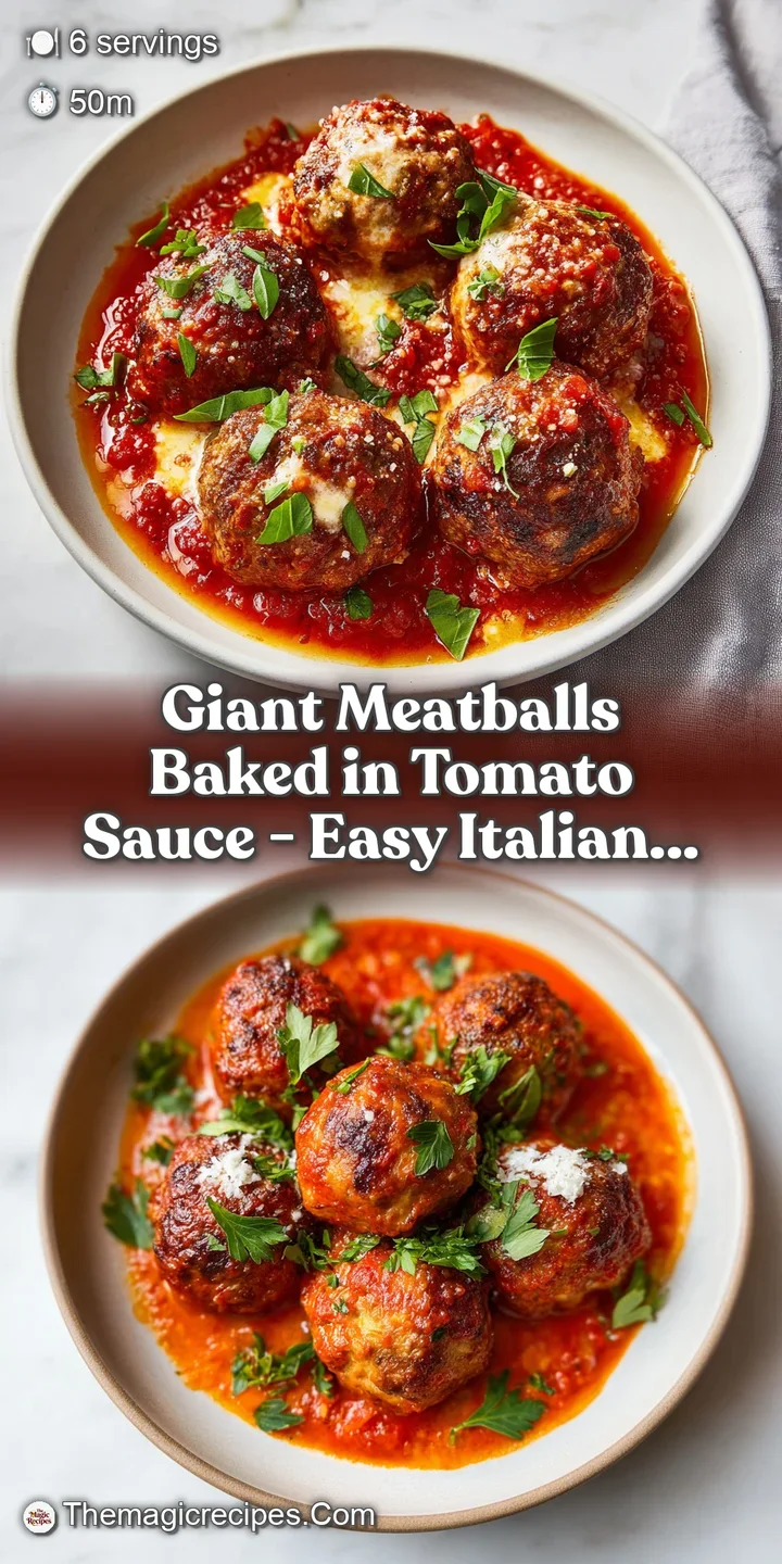 A close-up of a juicy, browned meatball peeking through thick, glistening tomato sauce with rustic texture.