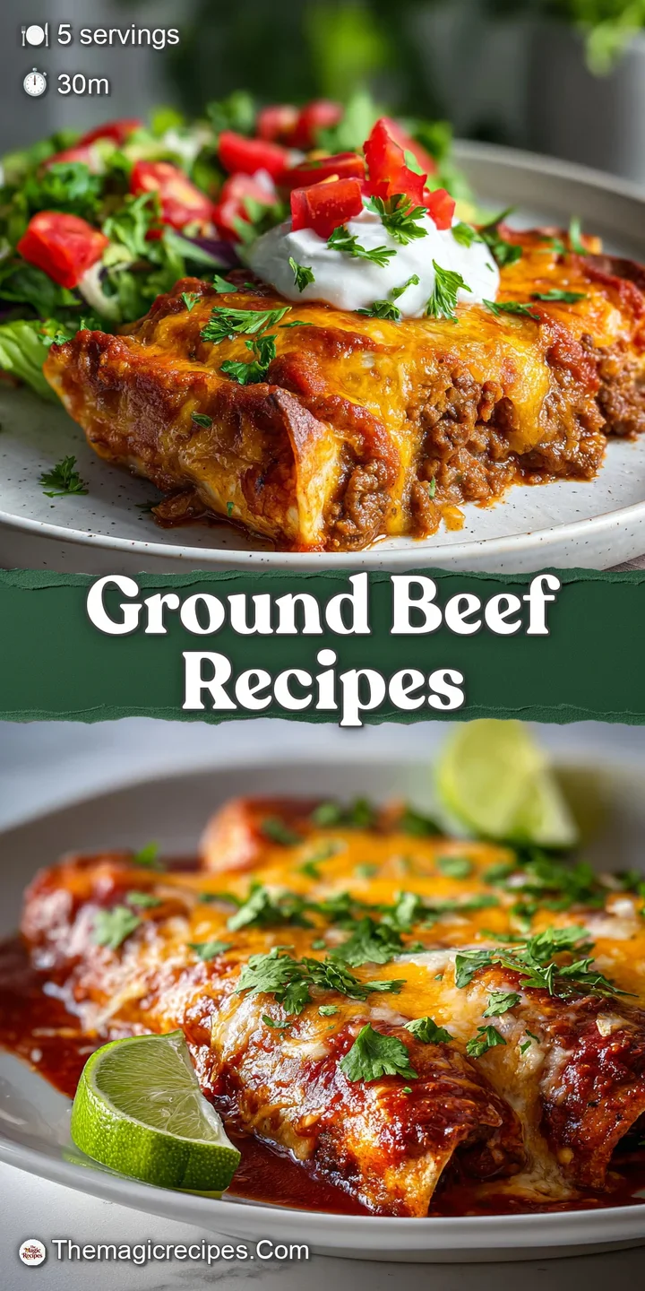 Close-up of a beef enchilada oozing with melted cheese and savory red sauce, showing tender beef filling and soft tortilla.