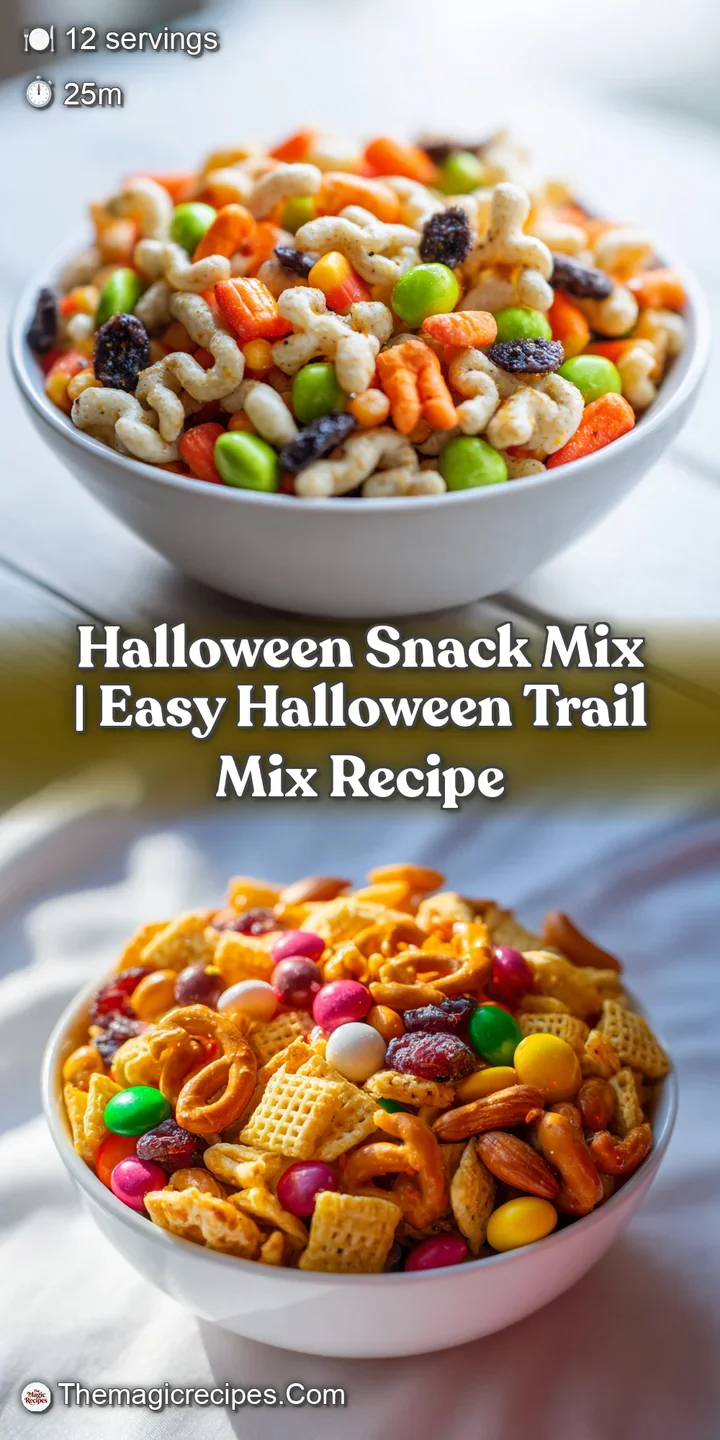 Close-up of crunchy orange popcorn, dark pretzel twists, and bright candy corn creating a playful, textured Halloween mix.