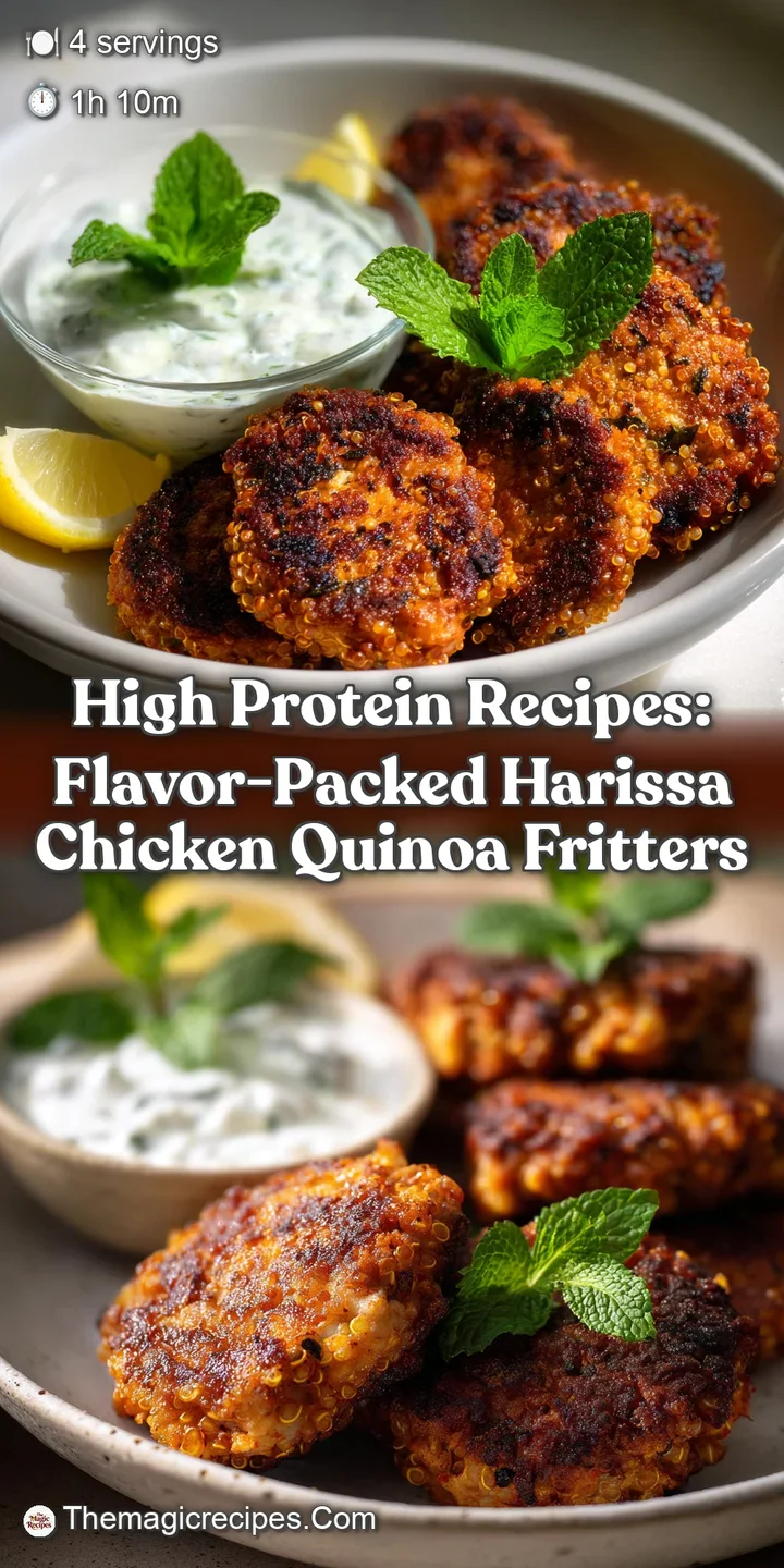 High Protein Recipes: Flavor-Packed Harissa Chicken Quinoa Fritters