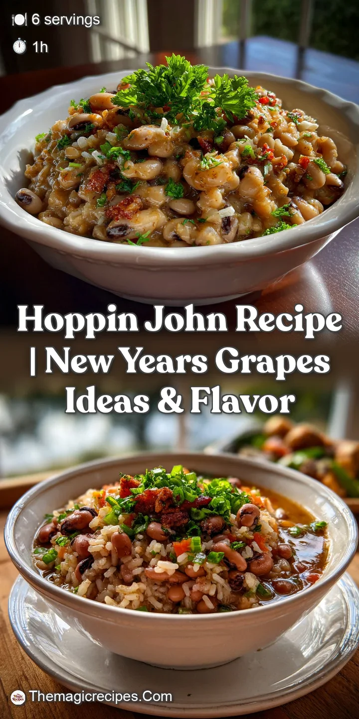 Close-up of a steaming spoonful of Hoppin' John, revealing the glossy broth and tender black-eyed peas. Warm, inviting, an...