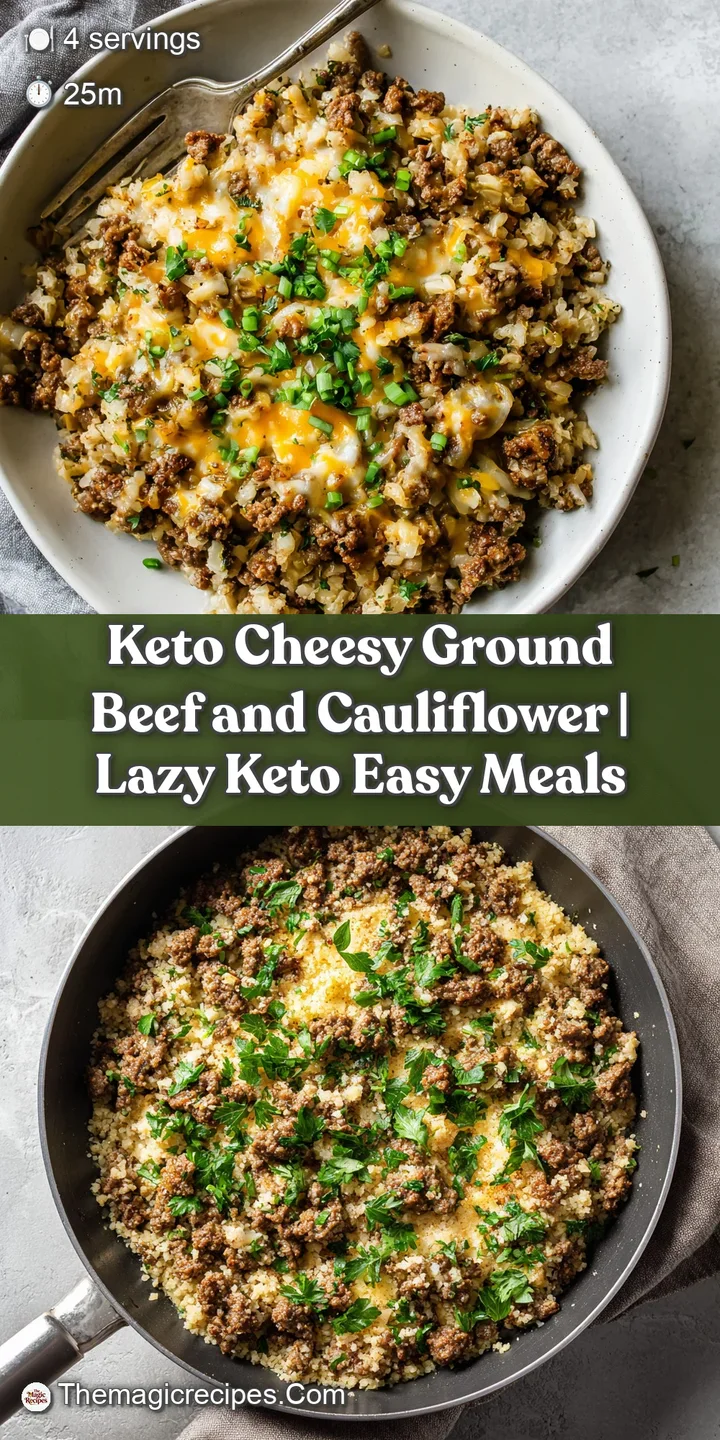 Close-up of tender cauliflower florets coated in bubbling, melted cheese with seasoned ground beef throughout.