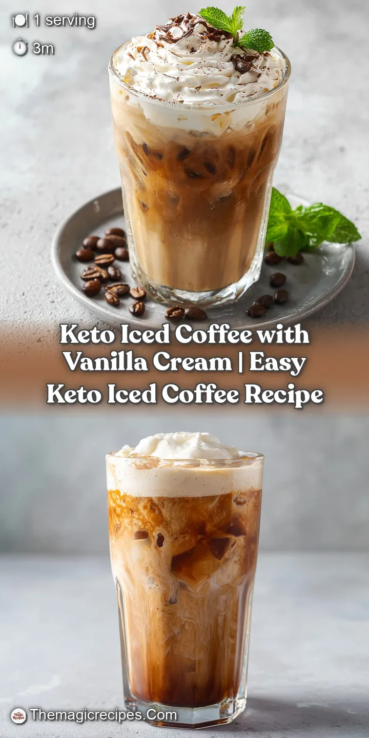 Close-up of creamy vanilla foam cascading into dark, chilled coffee, inviting and smooth.