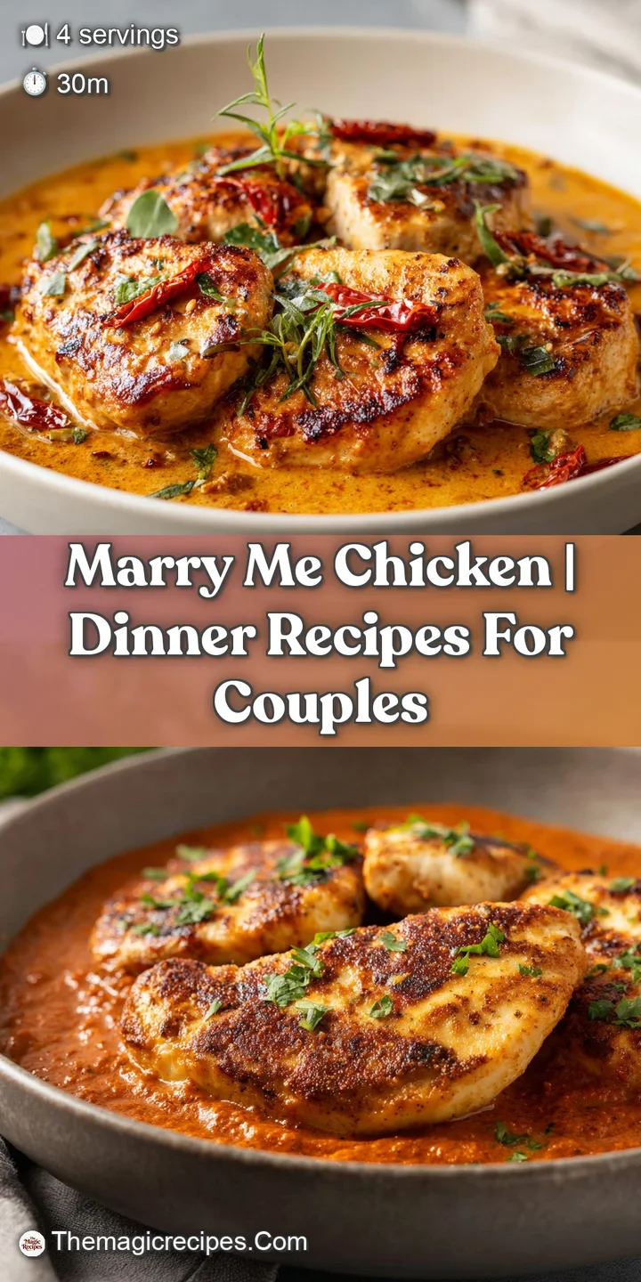 Close-up of juicy seared chicken in a velvety cream sauce with bits of red sun-dried tomato and fresh herbs